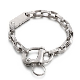 Portachiavi Retrò A Righe Quadrate Nere Da Uomo Con Bracciale In Titanio