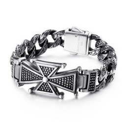 Bracciale In Titanio Con Croce E Zirconi