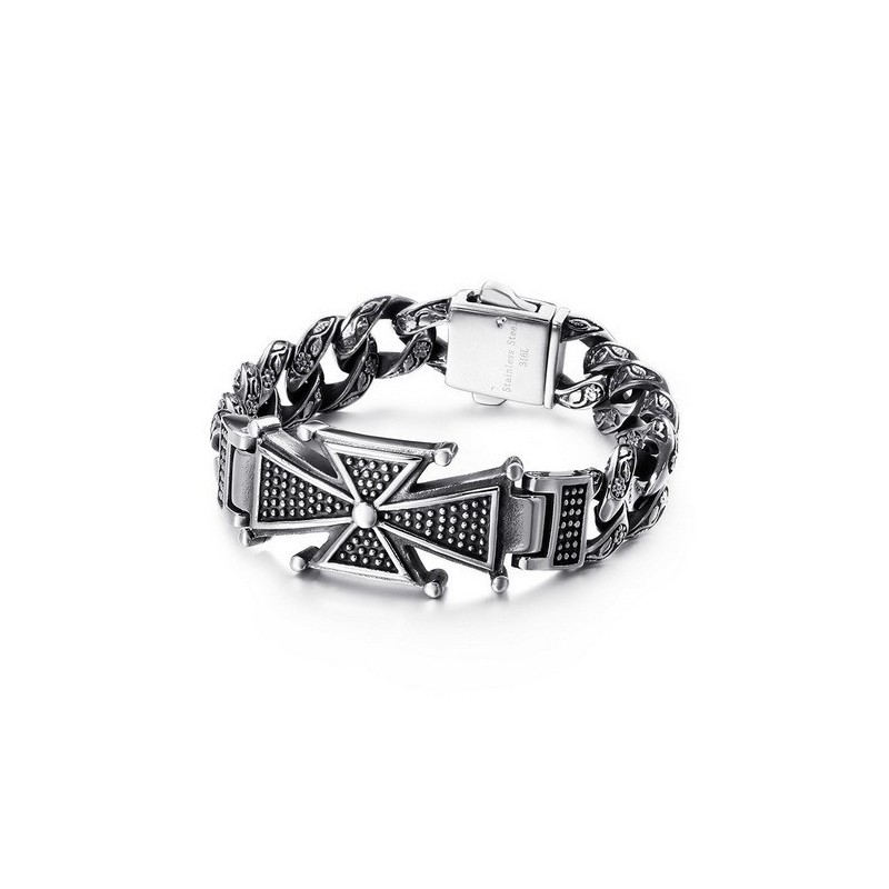 Bracciale In Titanio Con Croce E Zirconi Bracciale In Titanio Con Croce E Zirconi