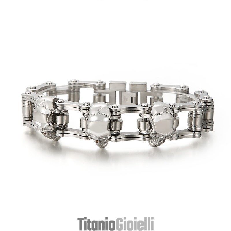 Bracciale Da Ciclista In Titanio Da Uomo Cool Skull