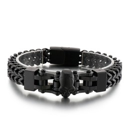 Bracciale In Titanio Da Uomo Con Teschio Hip Hop