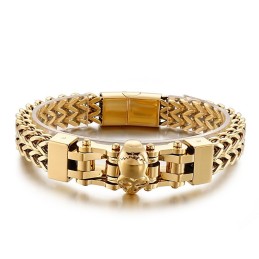 Bracciale In Titanio Da Uomo Con Teschio Hip Hop