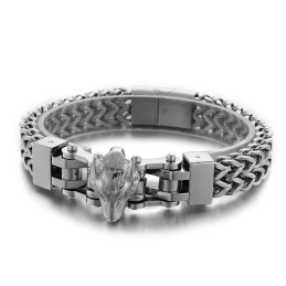 Bracciale Da Uomo In Titanio Con Testa Di Lupo
