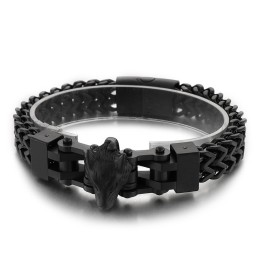 Bracciale Da Uomo In Titanio Con Placcatura A Testa Di Lupo, Stile Hip Hop Alla Moda