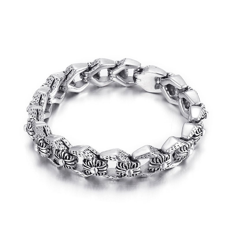 Bracciale Da Uomo In Titanio Con Fiori, Stile Hip Hop, Retrò, Pop E Rock Cool Bracciale Da Uomo In Titanio Con Fiori, Stile Hip Hop, Retrò, Pop E Rock Cool