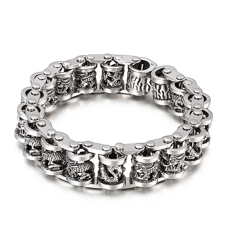 Bracciale Da Uomo In Titanio Con Catena Per Bicicletta A Forma Di Drago Retrò E Cool Bracciale Da Uomo In Titanio Con Catena Per Bicicletta A Forma Di Drago Retrò E Cool