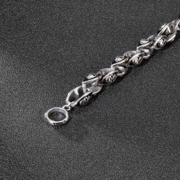 Bracciale Da Uomo In Titanio Con Doppio Teschio, Stile Rock Hip Hop, Con Gioielli In Titanio