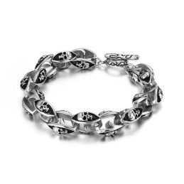 Bracciale Da Uomo In Titanio Con Doppio Teschio, Stile Rock Hip Hop, Con Gioielli In Titanio