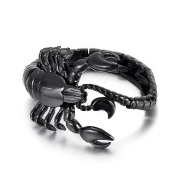 Bracciale In Titanio Con Scorpione Nero Per Uomo