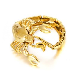 Bracciale In Titanio Con Scorpione Dorato Per Uomo
