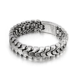 Bracciale Vintage Da Uomo In Titanio Con Osso Di Drago