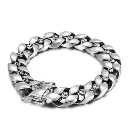 Bracciale Da Uomo In Titanio Con Teschio Hip Hop Alla Moda