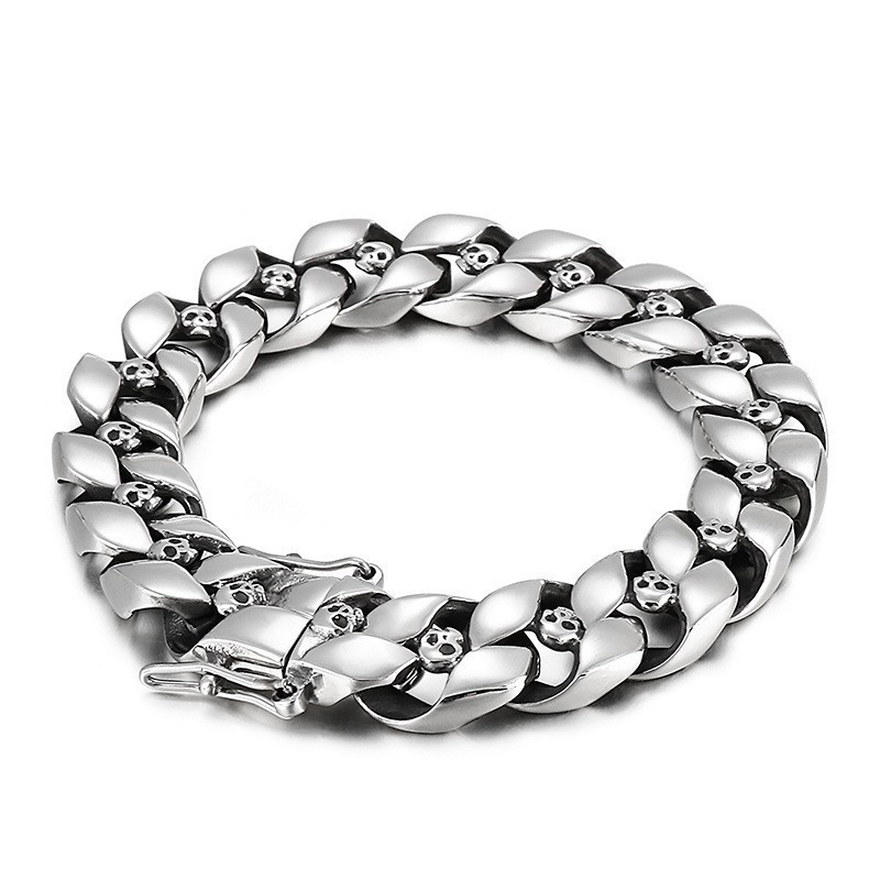 Bracciale Da Uomo In Titanio Con Teschio Hip Hop Alla Moda Bracciale Da Uomo In Titanio Con Teschio Hip Hop Alla Moda