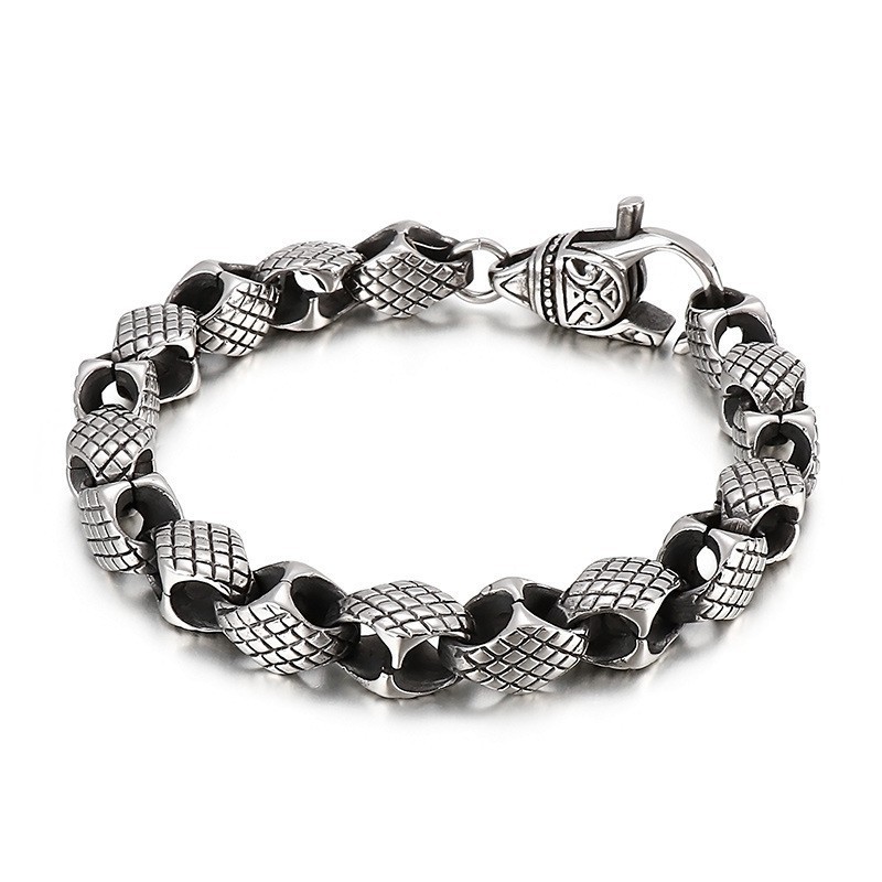 Bracciale Da Uomo Geometrico Retrò, Elegante Bracciale In Titanio Bracciale Da Uomo Geometrico Retrò, Elegante Bracciale In Titanio