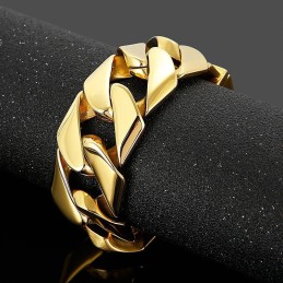 Bracciale Hip Hop In Titanio Cool, Largo 31 Mm, Color Oro Moda
