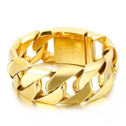 Bracciale Hip Hop In Titanio Cool, Largo 31 Mm, Color Oro Moda