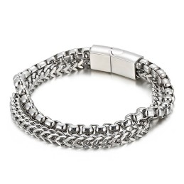 Bracciale Da Uomo In Titanio A Doppio Strato Quadrato