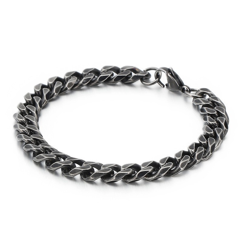 Bracciale Da Uomo In Titanio Vintage Con Finitura Spazzolata Piatta Bracciale Da Uomo In Titanio Vintage Con Finitura Spazzolata Piatta