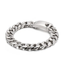 Bracciale Da Uomo In Titanio Con Diamanti In Oro 18 Carati, Stile Hip Hop