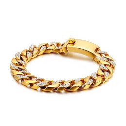 Bracciale Da Uomo In Titanio Con Diamanti In Oro 19 Carati, Stile Hip Hop