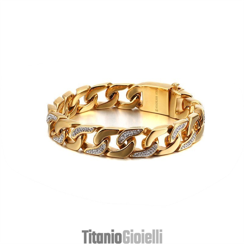 Bracciale Da Uomo In Titanio Esagerato Con Diamanti In Stile Hip-Hop