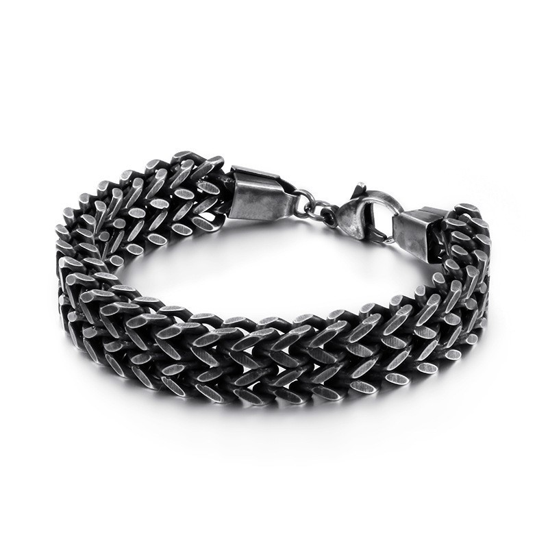 Bracciale In Titanio A Doppio Strato Con Catena A V Overlord Per Uomo Bracciale In Titanio A Doppio Strato Con Catena A V Overlord Per Uomo