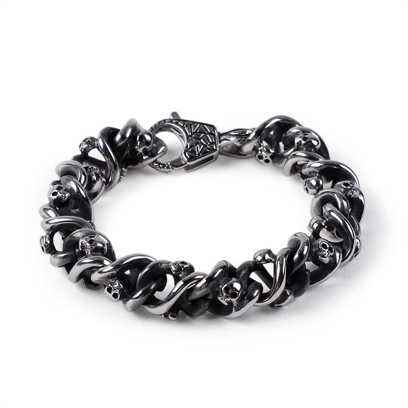 Bracciale Da Uomo Alternative Chic Con Teschio In Titanio Bracciale Da Uomo Alternative Chic Con Teschio In Titanio