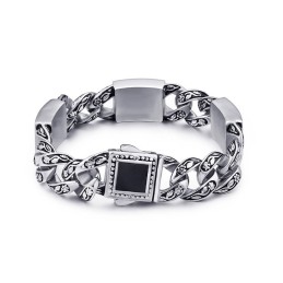 Bracciale Da Uomo In Titanio Con Motivo Floreale In Stile Hip-Hop Vintage E Chiusura A Diamante