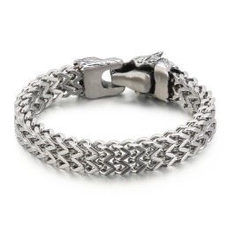 Bracciale In Titanio A Doppia Fusione Con Testa Di Lupo Per Uomo