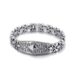 Bracciale In Titanio A Forma Di Diamante Del Marchio Fashion Flower Bay Per Uomo