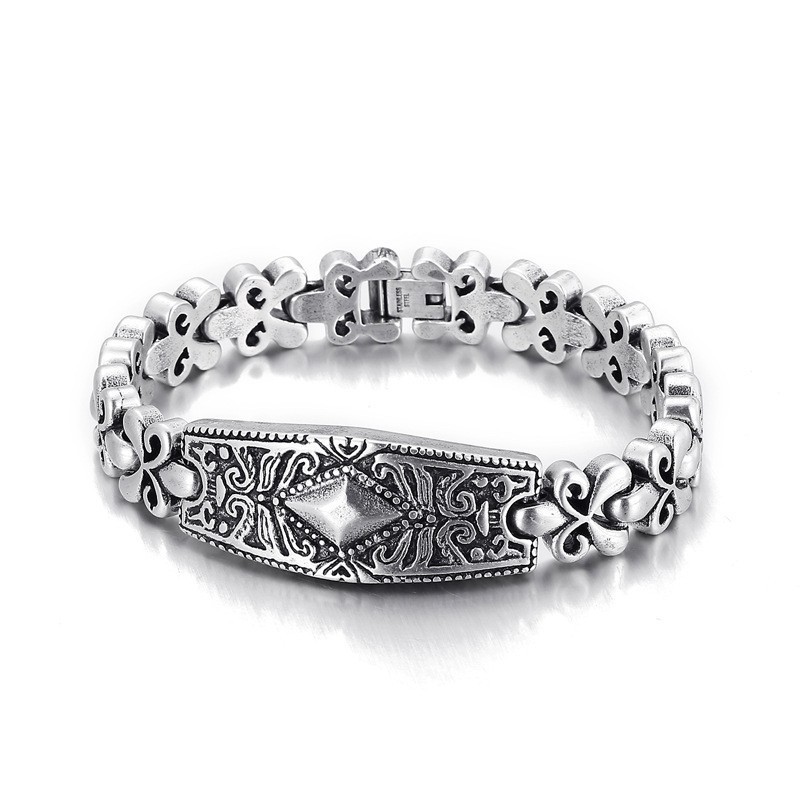 Bracciale In Titanio A Forma Di Diamante Del Marchio Fashion Flower Bay Per Uomo Bracciale In Titanio A Forma Di Diamante Del Marchio Fashion Flower Bay Per Uomo