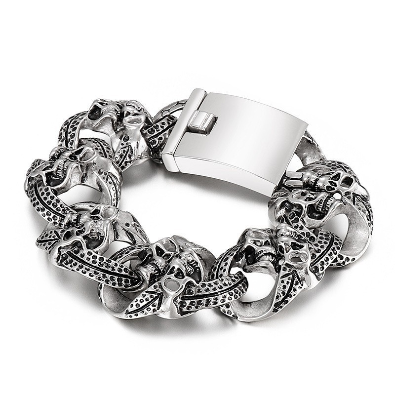 Bracciale In Titanio Da Uomo Con Teschio Cool Bracciale In Titanio Da Uomo Con Teschio Cool