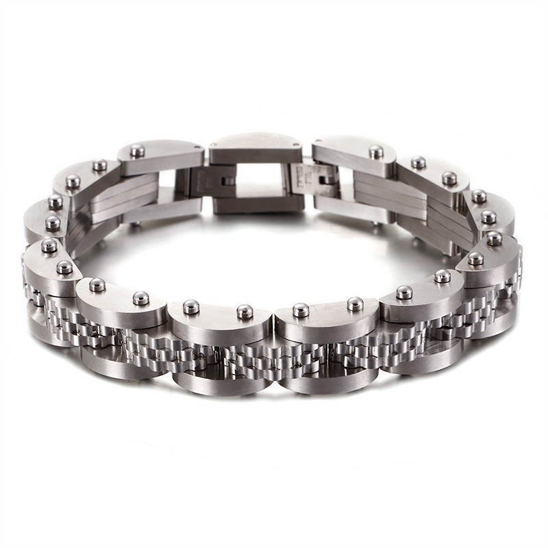 Bracciale Da Uomo Con Catena Per Bicicletta In Titanio E Cinturino Bracciale Da Uomo Con Catena Per Bicicletta In Titanio E Cinturino