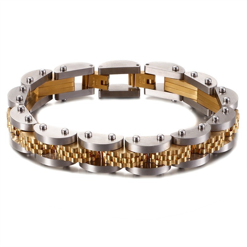 Bracciale Da Uomo Con Catena Per Bicicletta In Titanio E Cinturino Bracciale Da Uomo Con Catena Per Bicicletta In Titanio E Cinturino