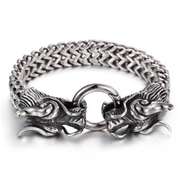 Bracciale Multistrato Da Uomo Con Doppio Drago, Chiusura A Rubinetto