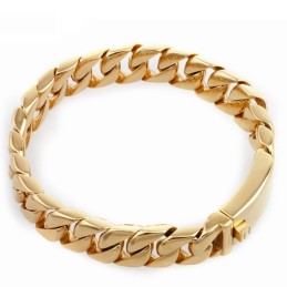 Bracciale Da Uomo In Titanio Placcato Oro Alla Moda