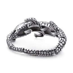 Nuovo Bracciale In Titanio Da Uomo Con Motivo Lucertola Animale