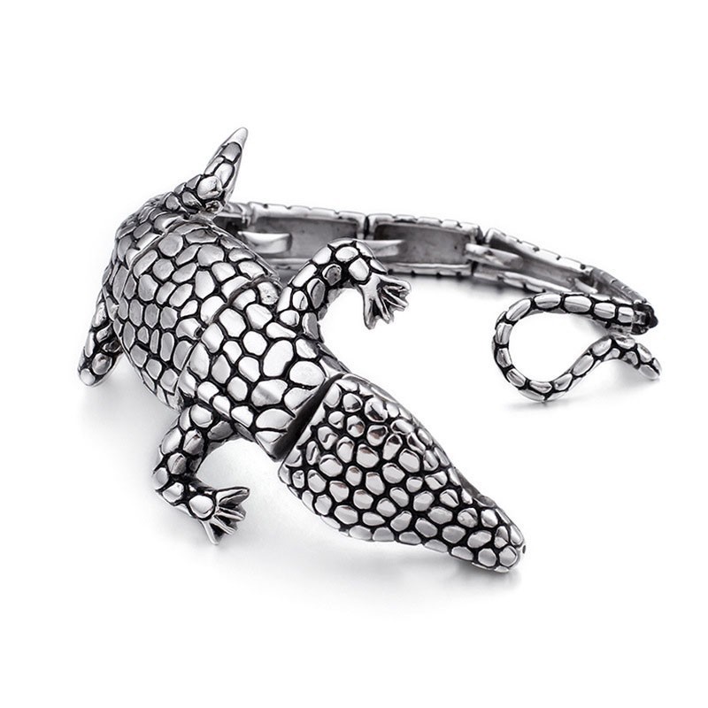 Nuovo Bracciale In Titanio Da Uomo Con Motivo Lucertola Animale Nuovo Bracciale In Titanio Da Uomo Con Motivo Lucertola Animale