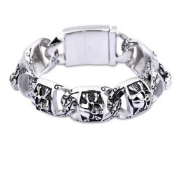 Braccialetti In Stile Hip-Hop Chic, Braccialetti In Titanio Da Uomo, Sezione Spessa, Gioielli Con Teschio