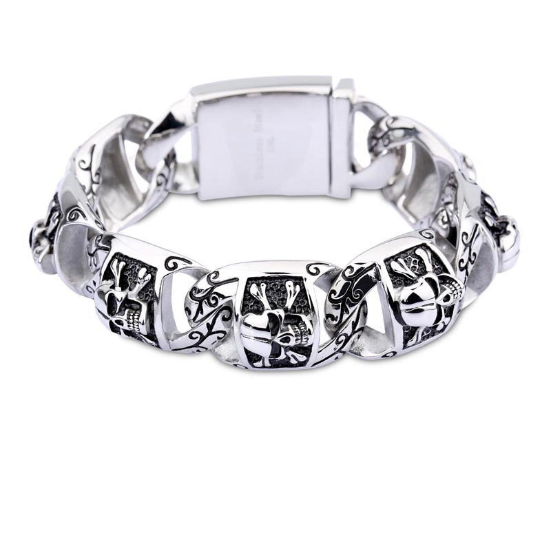 Braccialetti In Stile Hip-Hop Chic, Braccialetti In Titanio Da Uomo, Sezione Spessa, Gioielli Con Teschio Braccialetti In Stile Hip-Hop Chic, Braccialetti In Titanio Da Uomo, Sezione Spessa, Gioielli Con Teschio