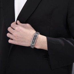 Bracciale Da Uomo In Titanio Con Motivo Curvo Alla Moda
