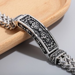 Bracciale Da Uomo In Titanio Con Motivo Curvo Alla Moda