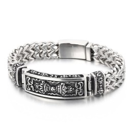 Bracciale Da Uomo In Titanio Con Motivo Curvo Alla Moda