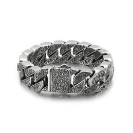 Bracciale In Titanio Con Motivo Fuso Per Uomo