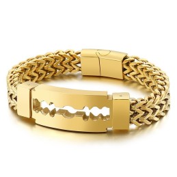 Bracciale In Titanio Placcato Sottovuoto Con Curvatura A Lama Per Uomo
