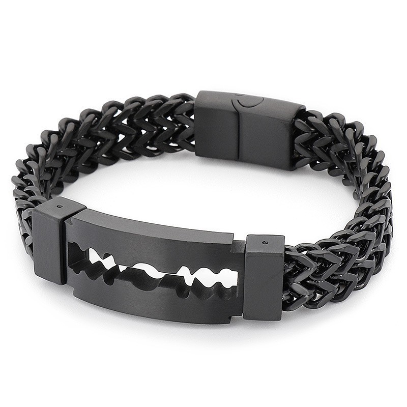Bracciale In Titanio Con Placcatura Sottovuoto Blade Curved Brand Per Uomo Bracciale In Titanio Con Placcatura Sottovuoto Blade Curved Brand Per Uomo