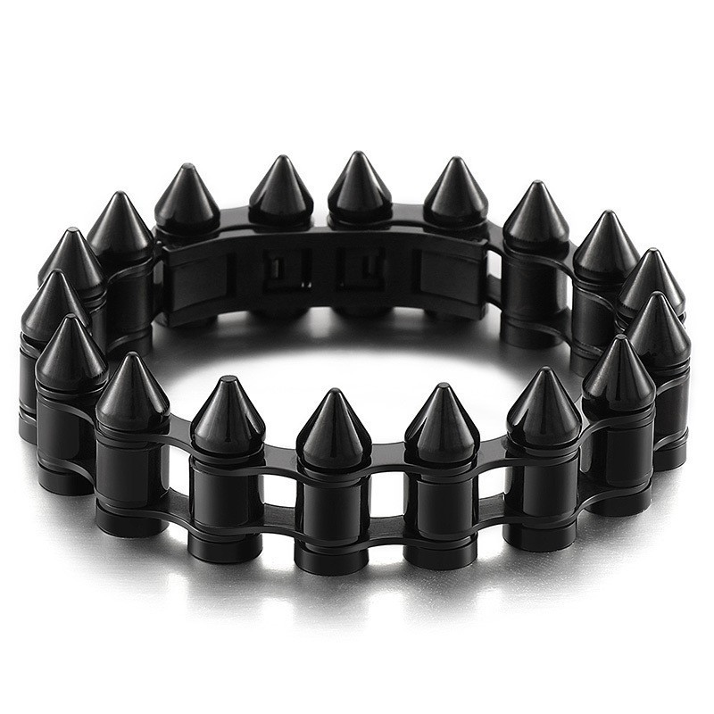 Bracciale Da Motociclista In Titanio Con Testa Di Proiettile Alla Moda Da Uomo Bracciale Da Motociclista In Titanio Con Testa Di Proiettile Alla Moda Da Uomo