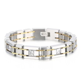 Regalo Di Compleanno Alla Moda Con Bracciale In Titanio Con Diamanti Per Uomo
