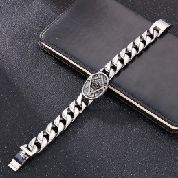Bracciale Massonico In Titanio Con Piastra Rotonda In Stile Vintage Chic Per Uomo
