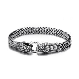 Bracciale In Titanio A Forma Di Serpente A Doppia Testa, Stile Vintage E Alla Moda, Per Uomo